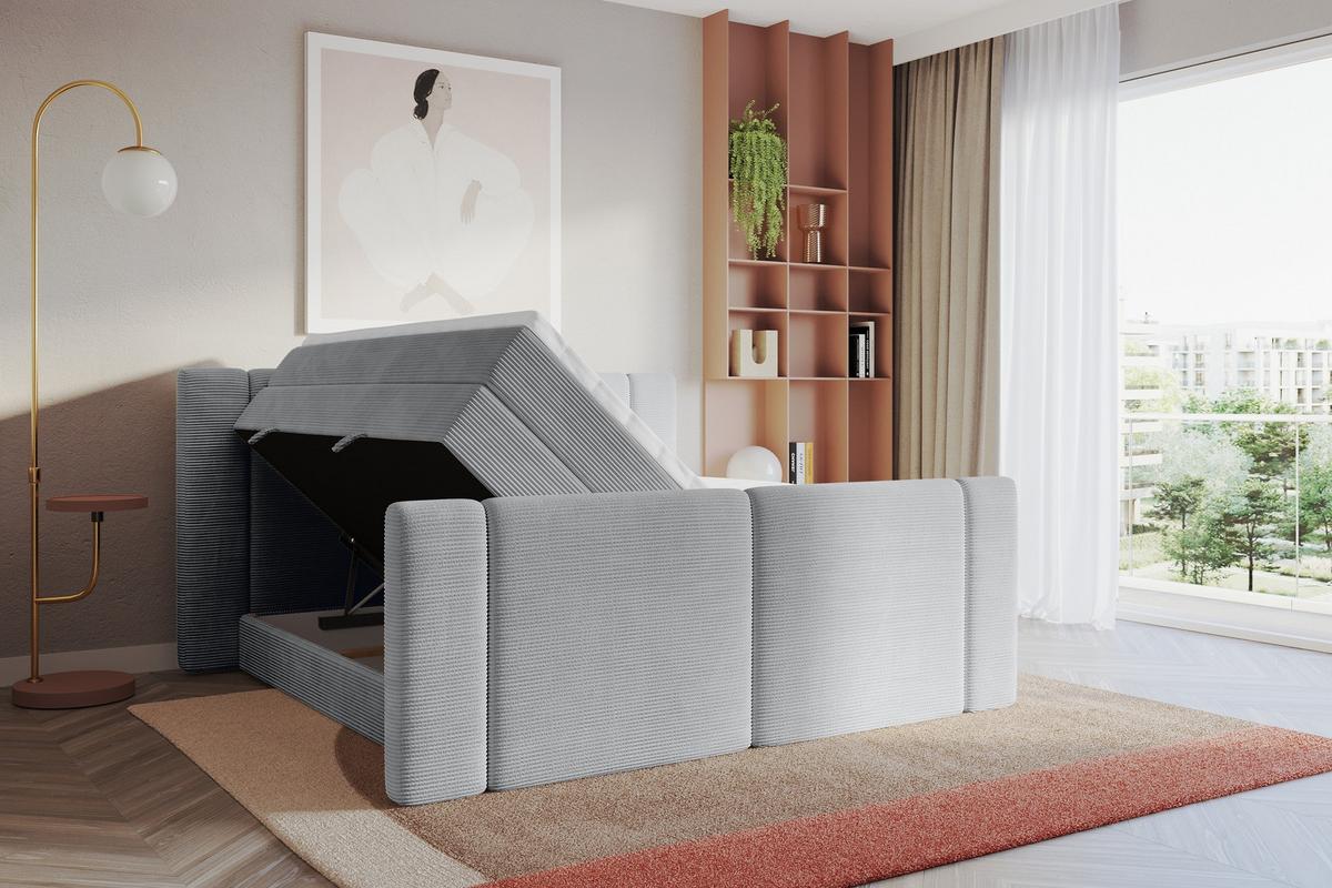 BOXSPRINGBETT mit Matratze H3/H4 - EVON KING Zanozek - 180x200 cm Grau - Graubraun, Holzwerkstoff (180/200cm) - ALTDECOR