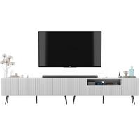 TV-LOWBOARD 2er-Set Elpis2 Weiß matt mit schwarzen Metallbeinen150 cm - Schwarz/Weiß, Holzwerkstoff (300/60.5/36.5cm) - Meble Lindner