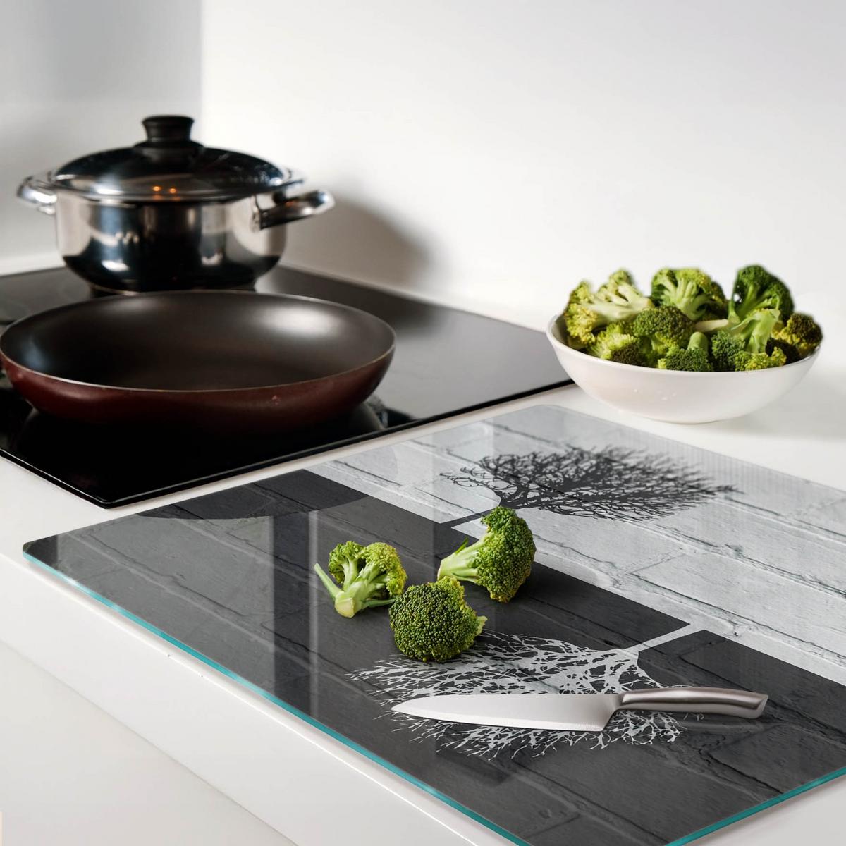 GLASPLATTE 60x52 cm Wand aus Bäumen - Weiß, Glas (60/0.4/52cm) - TULUP