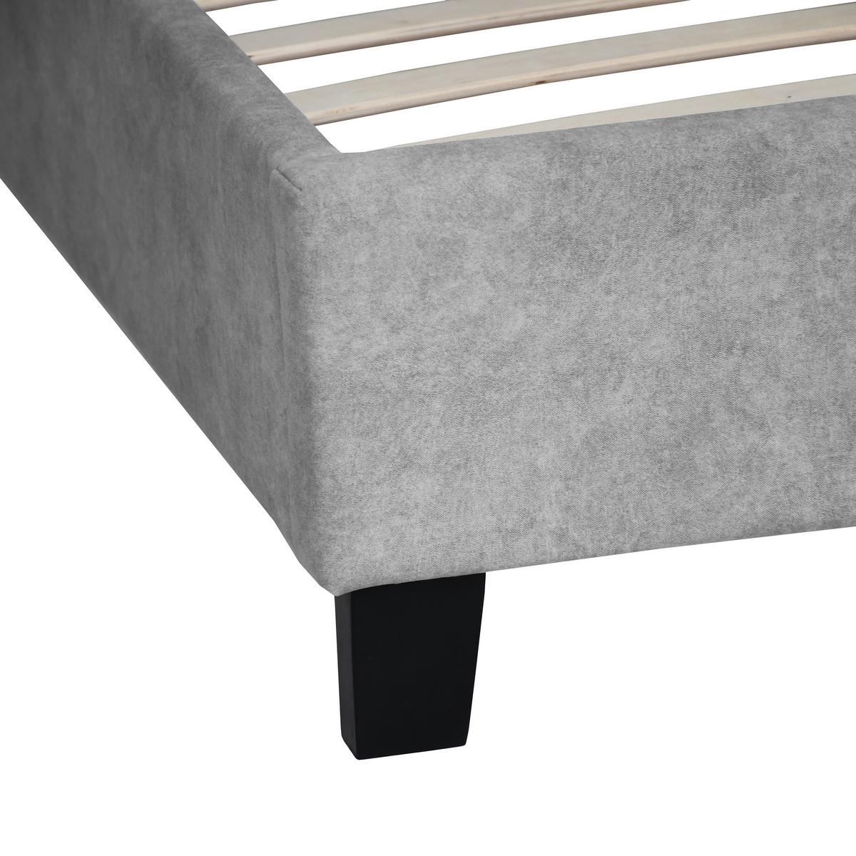 POLSTERBETT Mane, ohne Bettkasten, 160x200 cm, Velours-Stoff, Grau - Grau, Textil (160/200cm) - Beautysofa