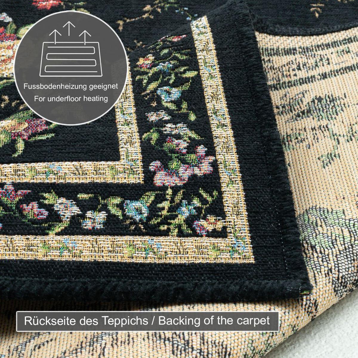 FLACHWEBTEPPICH Flomi Bettumrandung 70x400 cm - Schwarz, Textil (70/400cm) - THEKO