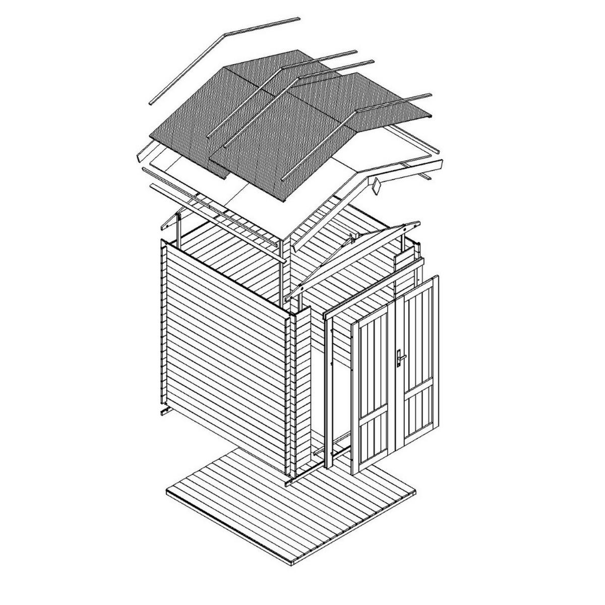 HOLZ-GARTENHAUS 2,82 m² TIMBELA M320F1+M320G - Naturfarben, Holz (196/224/186cm) - Timbela