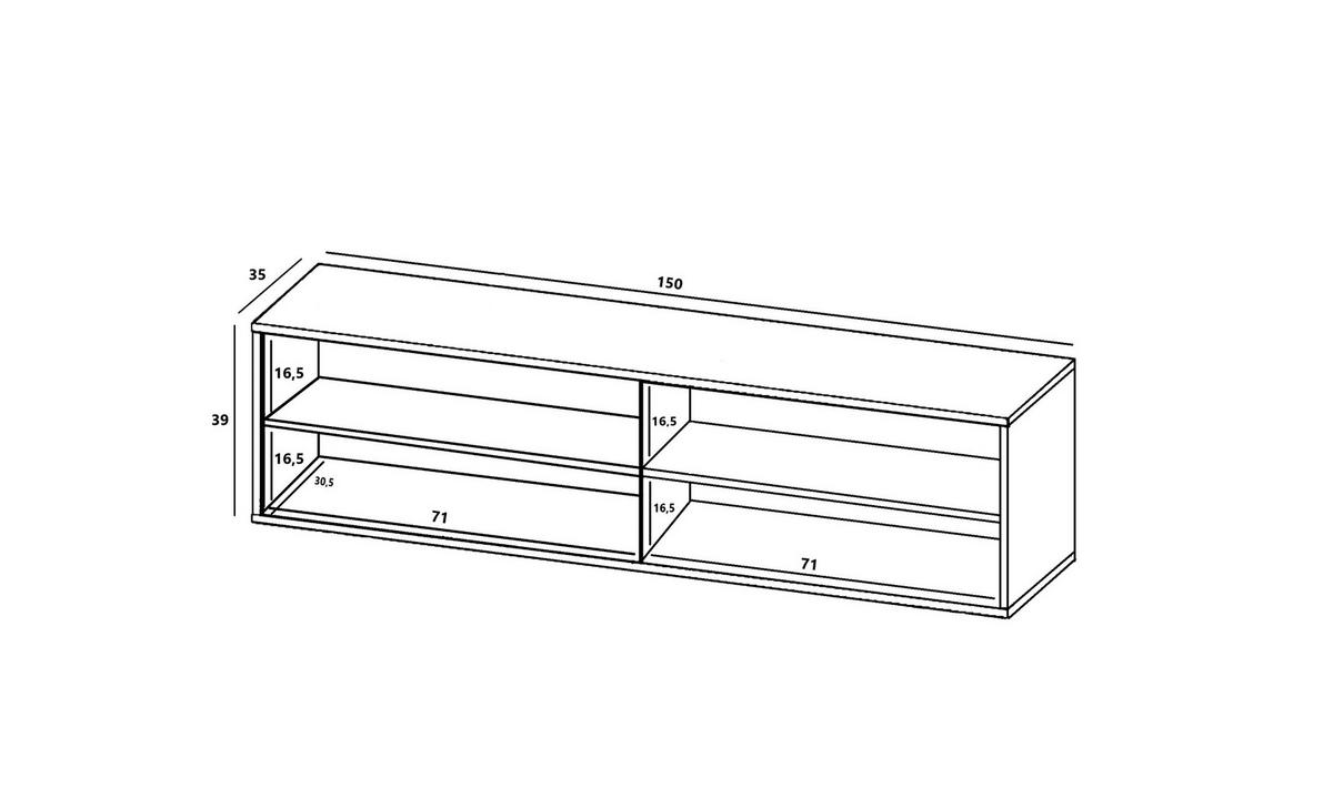 TV-SCHRANK Apollo2 Eiche wotan Graphit Matt 150 cm - Graphitfarben, Holzwerkstoff (150/39/35cm) - Meble Lindner