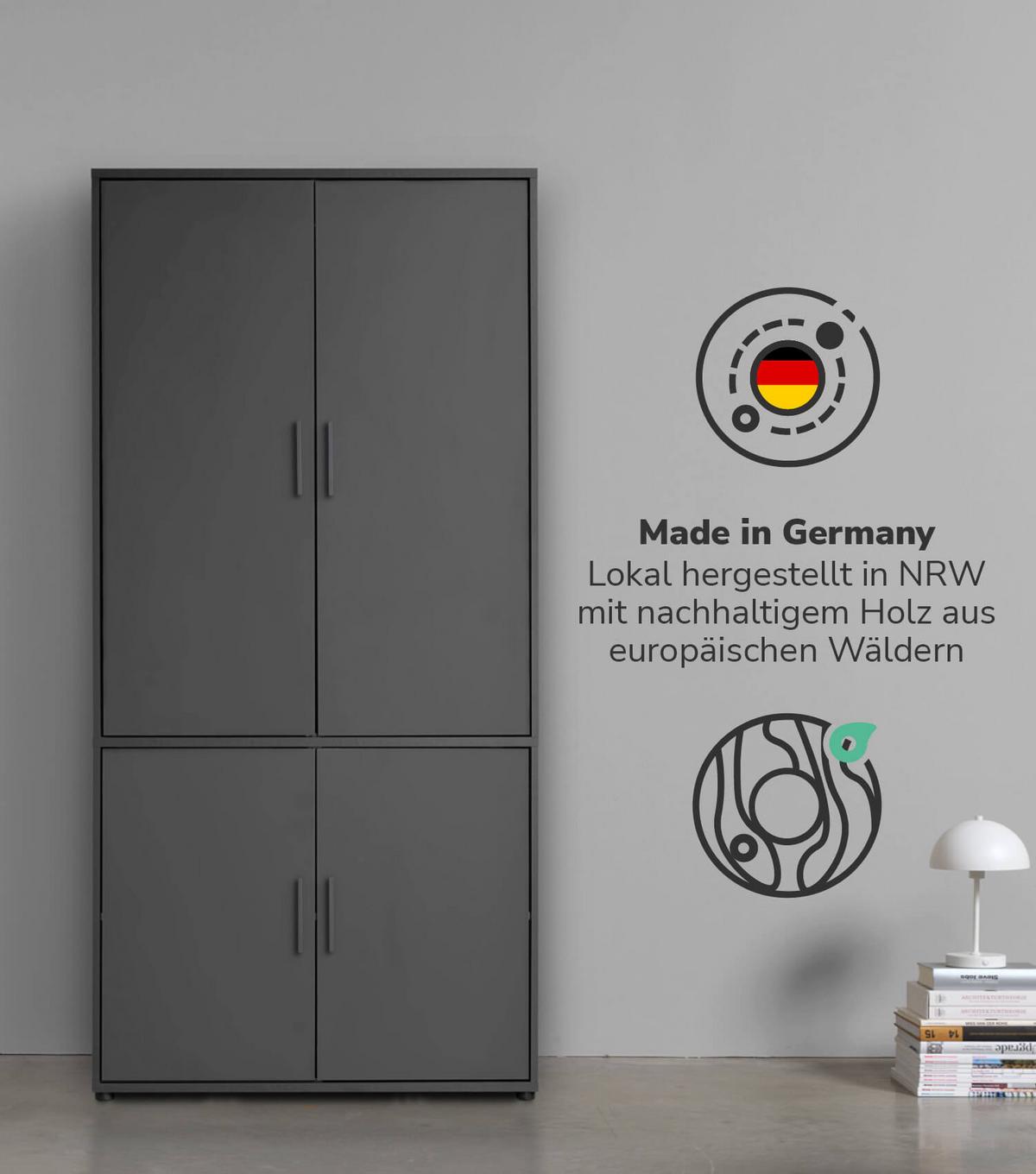 KLEIDERSCHRANK Der Grenzenlose - Anthrazit, Holzwerkstoff (90/187/58cm) - Mokebo