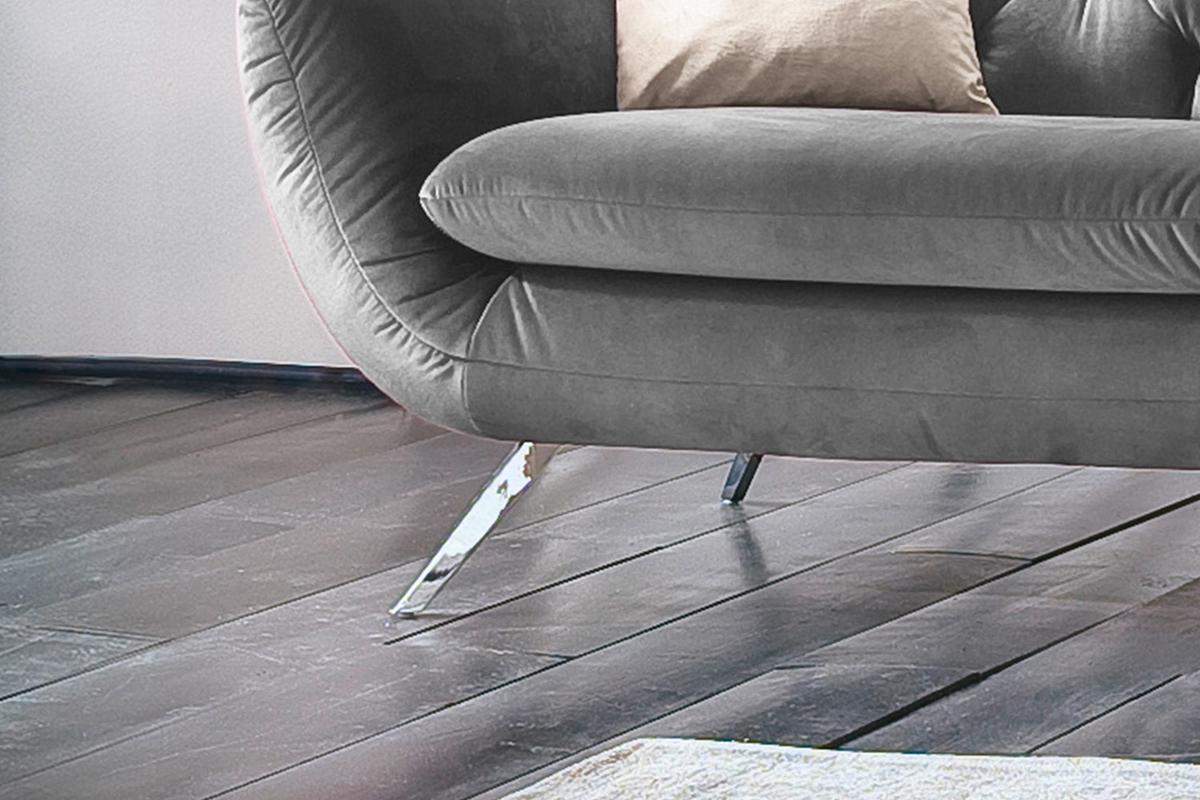 SOFA CHARME Grau Velvet - Silberfarben/Grau, Textil/Metall (200/94/95cm) - KAWOLA