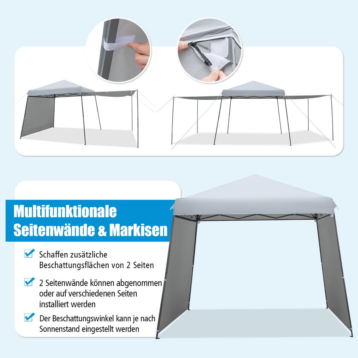 PAVILLON 255cm Grau - Grau, Kunststoff (599/255/300cm) - COSTWAY