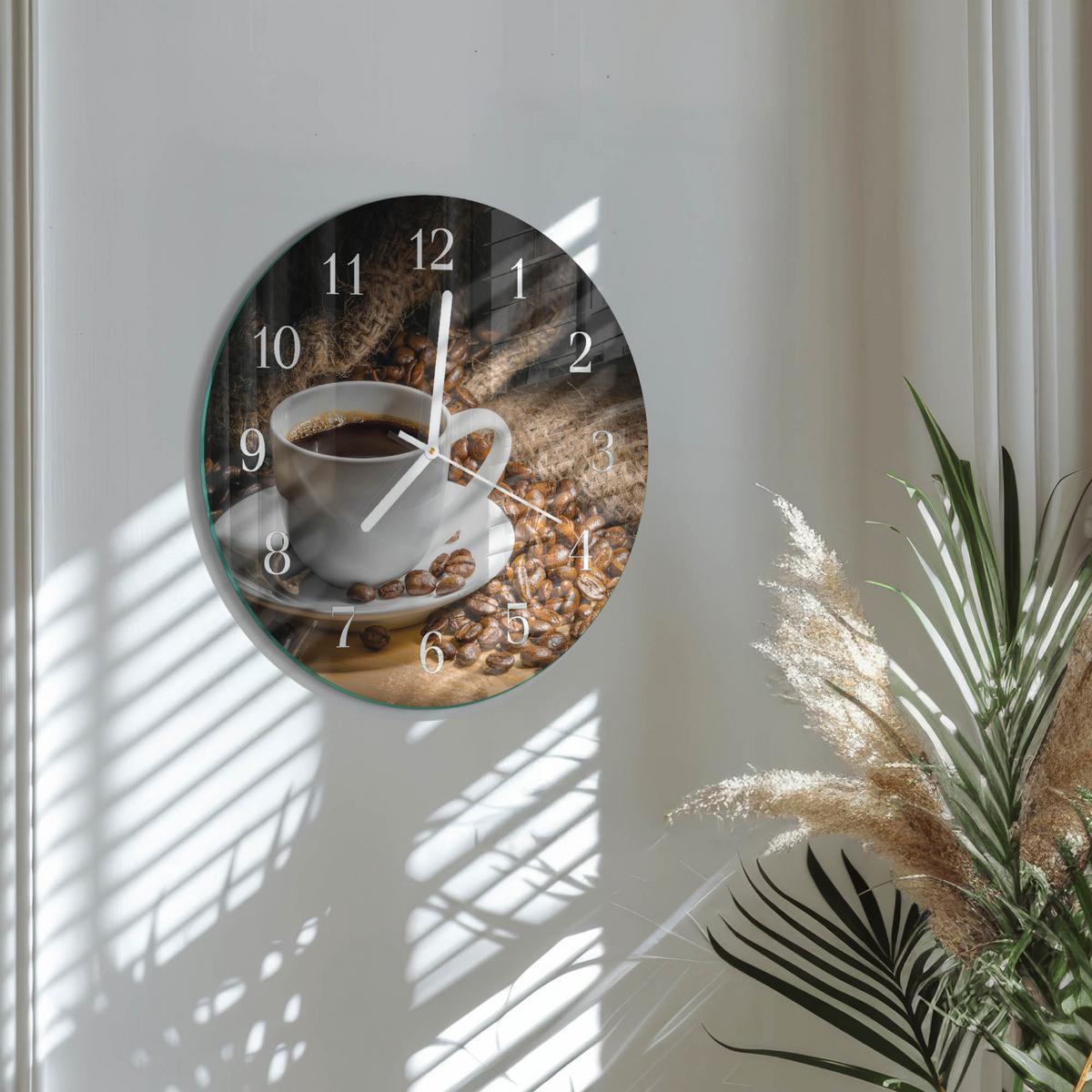 WANDUHR aus Glas Ø30 cm - Kaffee - Braun, Glas (30/30/0.4cm) - TULUP
