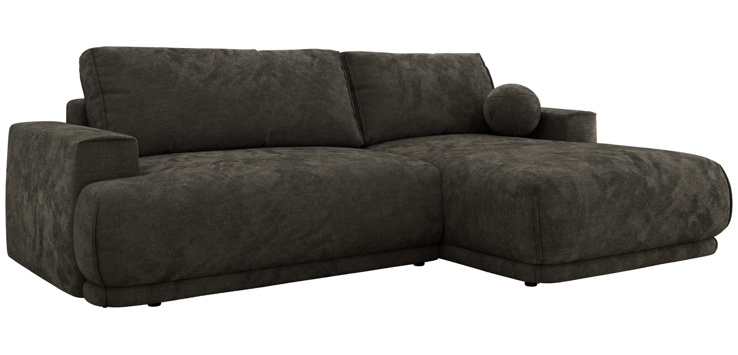 ECKSCHLAFSOFA RINA L Dunkelgrau Schenille glatt - rechts - Dunkelgrau/Schwarz, Kunststoff/Textil (170/267cm) - MKS