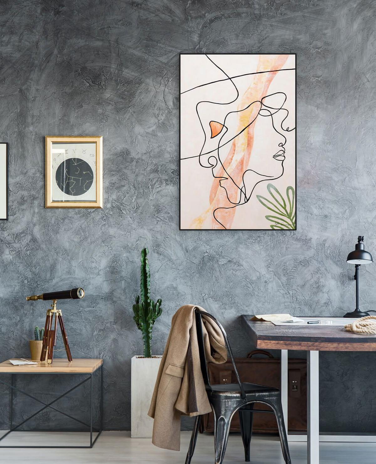 ACRYLBILD HANDGEMALT 60/90 cm - Schwarz/Orange, Holz/Textil (60/90cm) - KUNSTLOFT