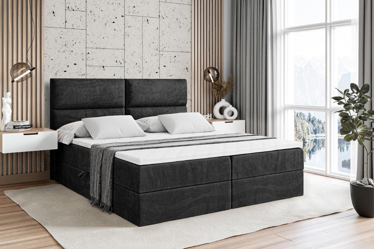 BOXBETT mit Matratze H4 und Lattenrost - BOXI3 - 140x200 cm - H4 - Schwarz - Schwarz, Holzwerkstoff (140/200cm) - ALTDECOR