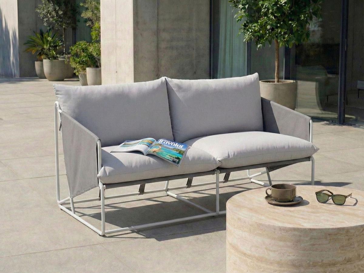 GARTENSOFA 2-Sitzer Metall Grau Ponte - Dunkelgrau, Metall (160/88/94cm) - Beliani