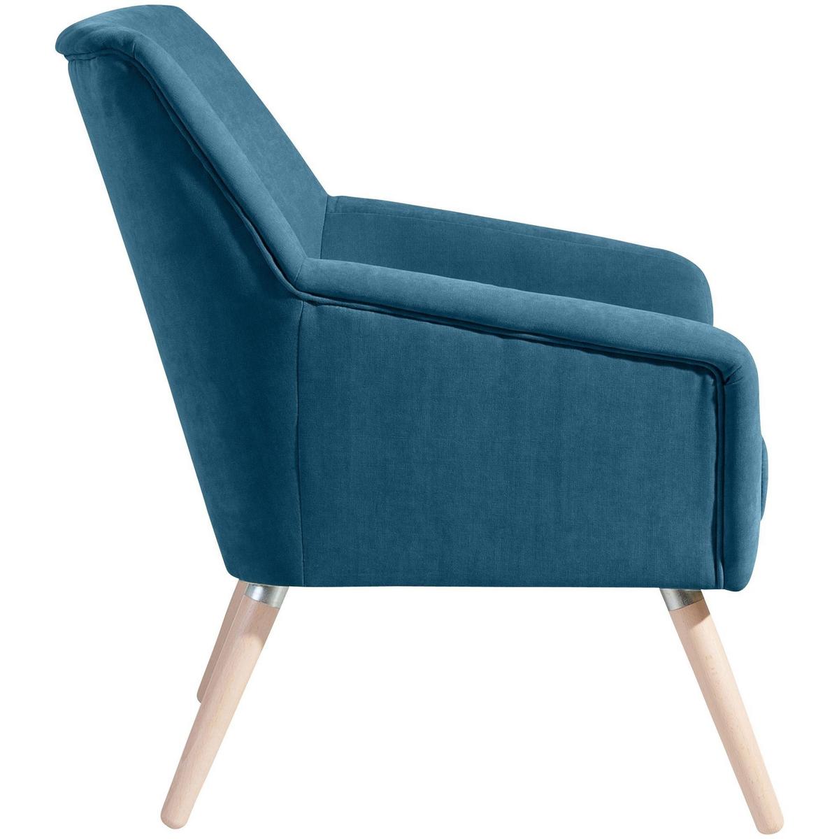 SESSEL Kachka Bezug Veloursstoff Buche natur / petrol - Blau, Kunststoff (71/81/67cm) - 58aufmkessel