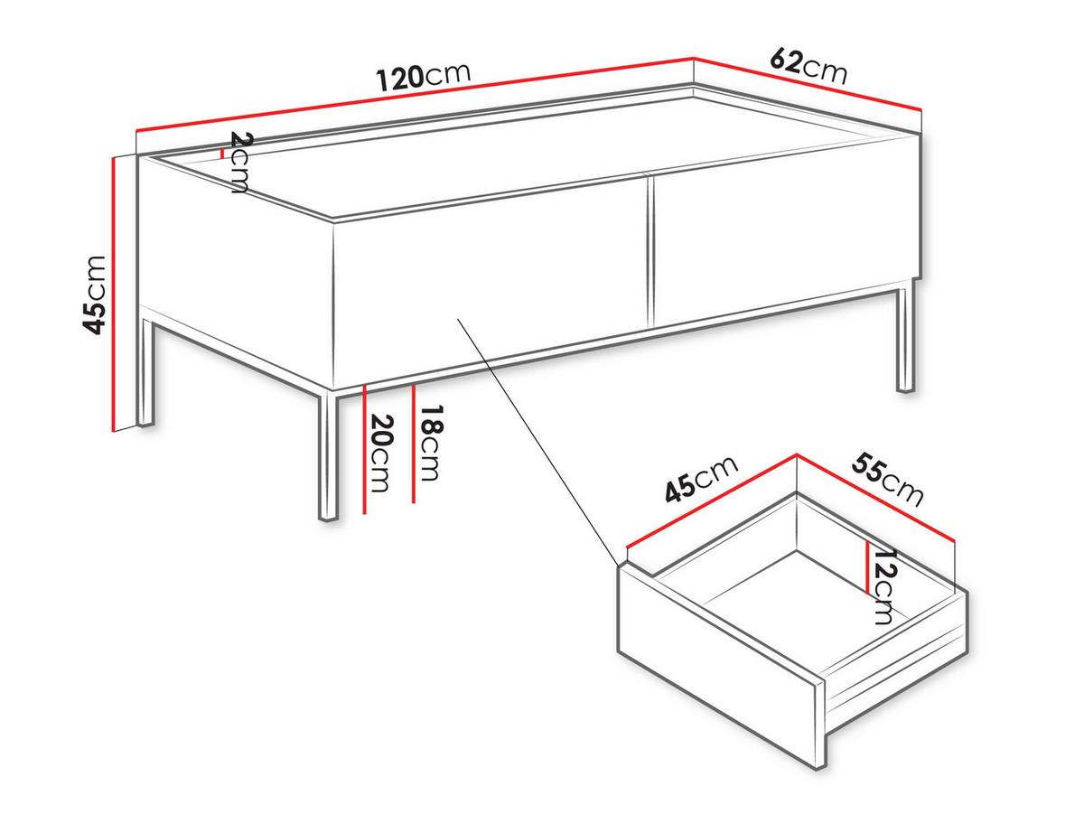 COUCHTISCH Como 2SZ - Kaschmir/Schwarz, Holzwerkstoff/Metall (62/120/45cm) - MIRJAN24