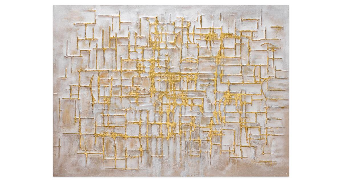 ACRYLBILD HANDGEMALT 100/75 cm - Beige/Goldfarben, Holz/Textil (100/75cm) - KUNSTLOFT