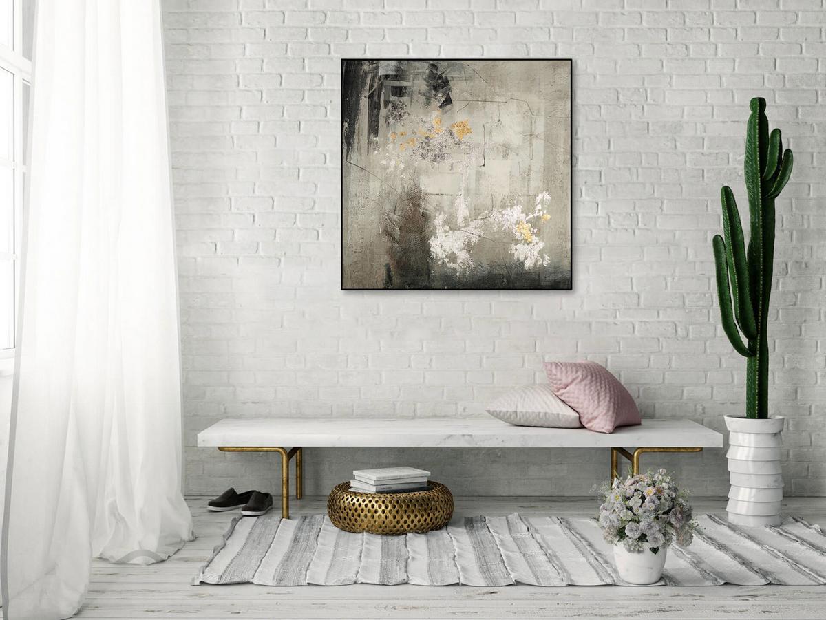 ÖLGEMÄLDE 80/80 cm - Grau, Holz/Textil (80/80cm) - KUNSTLOFT