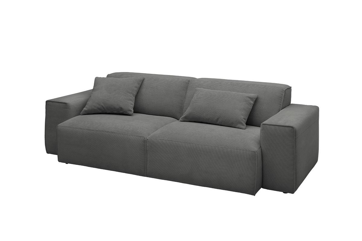 SOFA RANI Anthrazit Cord - Anthrazit/Schwarz, Kunststoff/Textil (256/71/101cm) - KAWOLA