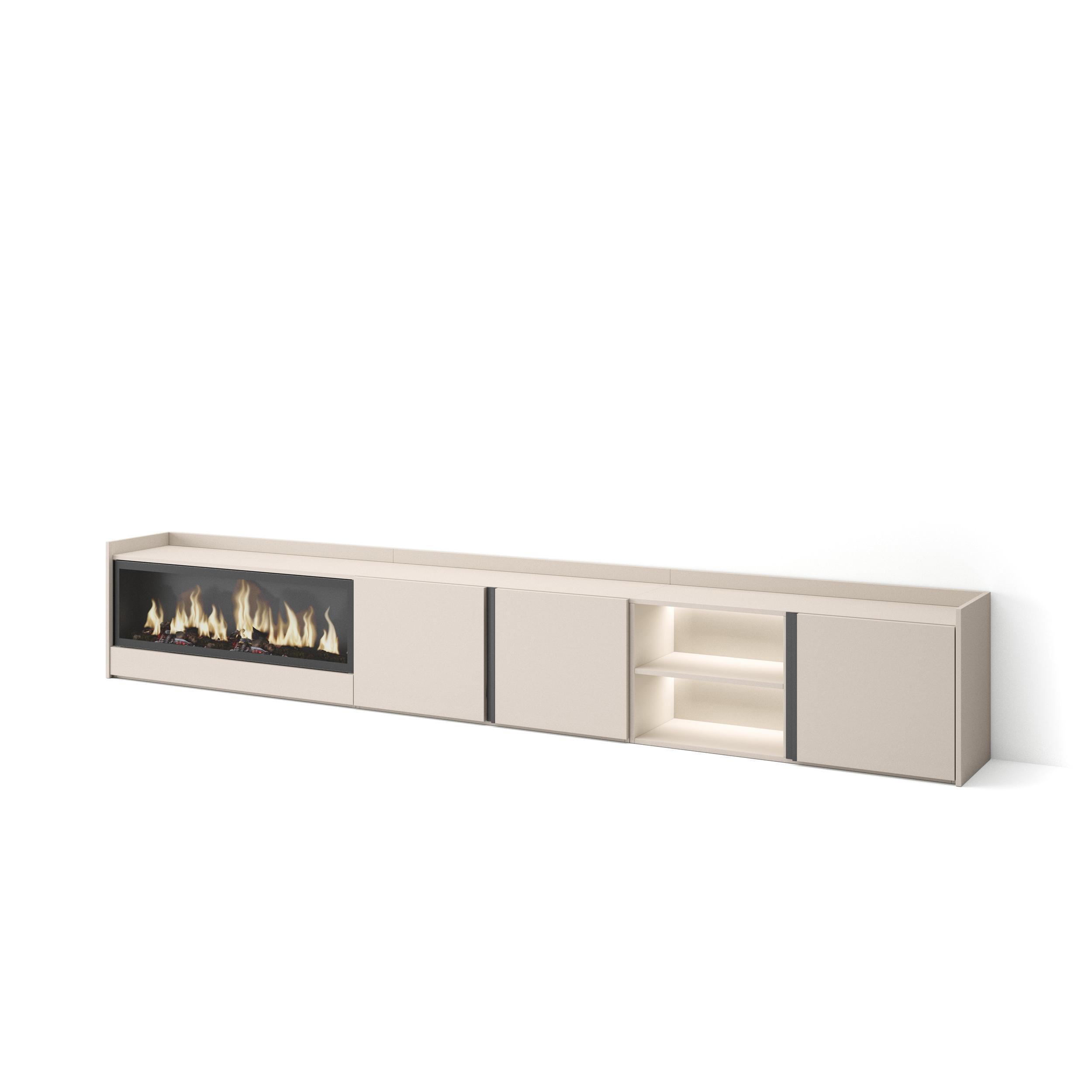 LOWBOARD, Beige, 315/35/50cm, Kamin mit Feuereffekt XXL - Beige, Holzwerkstoff (315/50/35cm) - Skraut Home