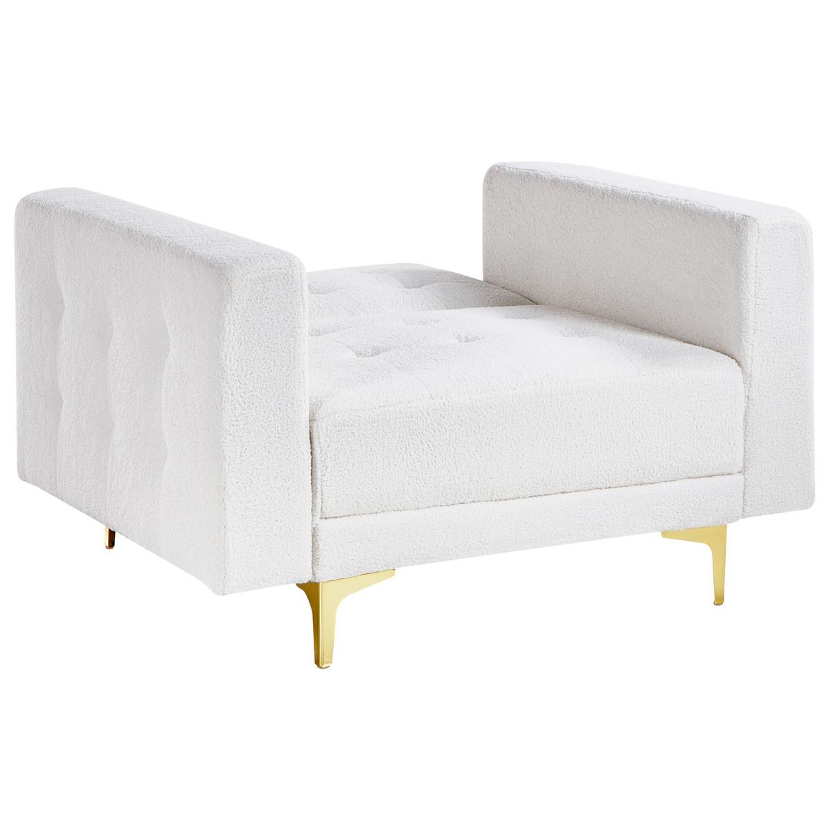 SESSEL Bouclé Cremeweiß Aberdeen - Weiß, Textil (106/83/88cm) - Beliani