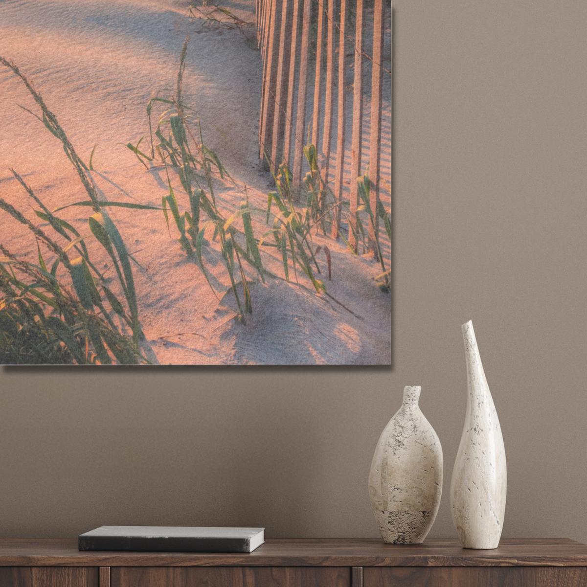 AKUSTIKBILD Strand - Meer - Düne - Sonnenuntergang - Landschaft Akustikpaneele 90x90 cm - Beige, Kunststoff (90/90/0.9cm) - MuchoWow