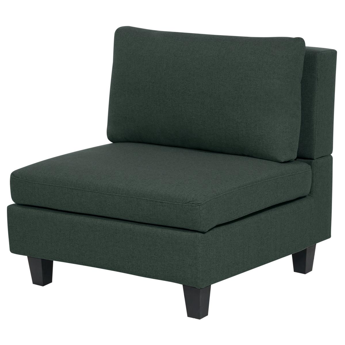 3-SITZER-SOFA Leinenoptik dunkelgrün mit Ottomane Unstad - Schwarz/Grün, Textil (228/72/76cm) - Beliani