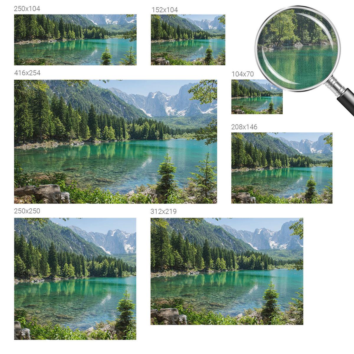FOTOTAPETE 250x250 cm - Grüner See - Grün, Textil (250/250cm) - Wallfluent