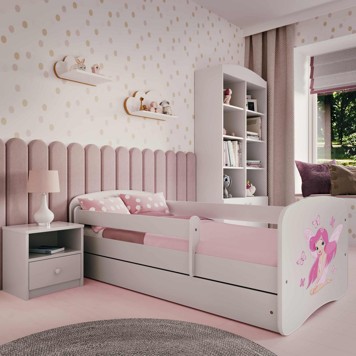 KINDERBETT Emily mit Schublade und Matratze, Weiß 80x160 cm - Rosa, Holzwerkstoff (160/80cm) - WFL GROUP