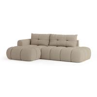 ECKSOFA FLUMA L-S Beige Boucle-Stoff mit Schlaffunktion - Beige, Holz (279/158cm) - MASSENO