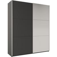 SCHWEBETÜRENSCHRANK ORIANNA 200/244/65 cm 2-türig mit Spiegel Graphitfarben - Graphitfarben, Holzwerkstoff (200/244/65cm) - MASSENO