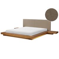 BETT mit LED 180/200 cm MDF-Platte Hellbraun Zen - Hellbraun, Holz (180/200cm) - Beliani