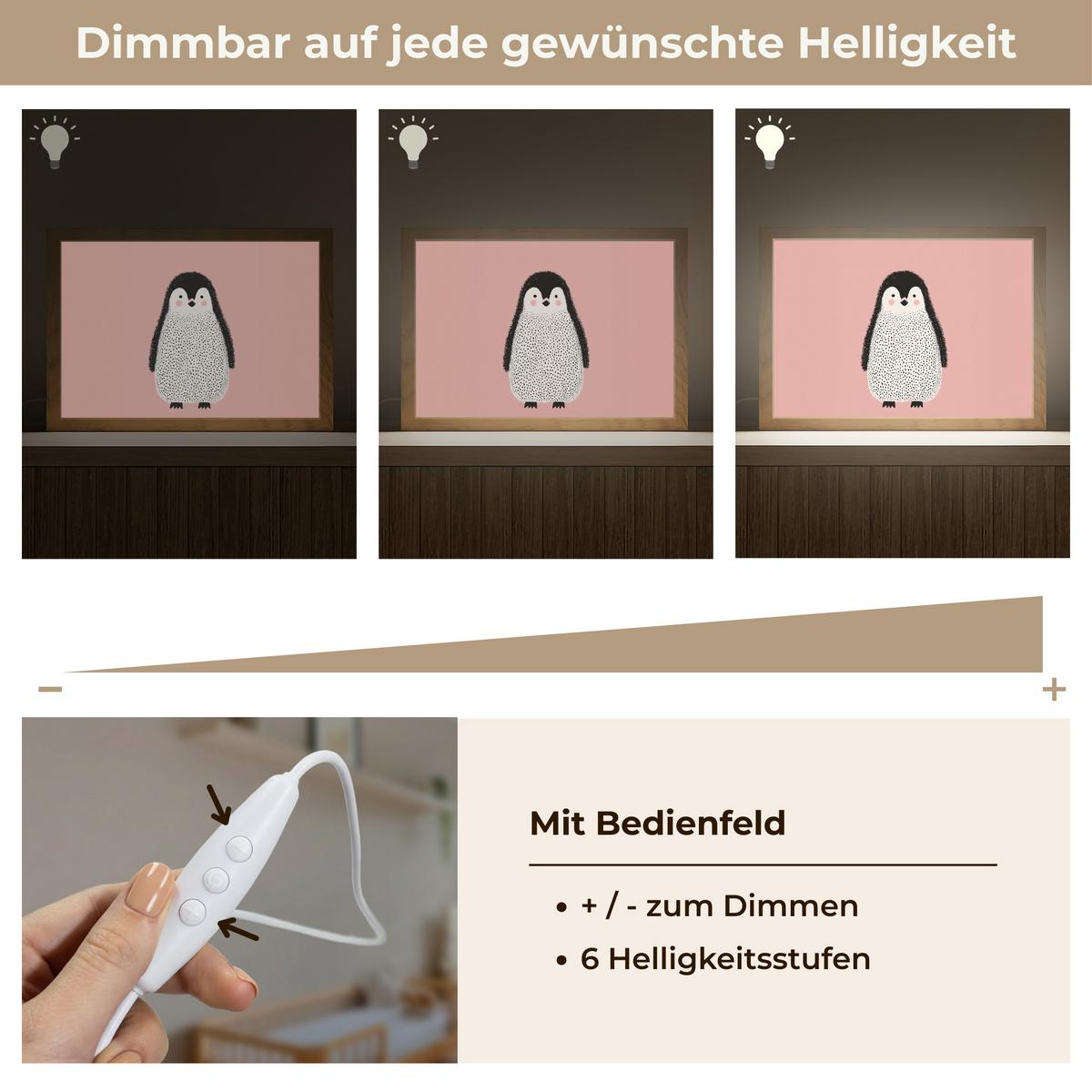 NACHTTISCHLAMPE Pinguin - Punkte - Minimalistisch - Rosa 30x20 cm - Rosa, Holzwerkstoff (8/30/20cm) - OnlyWow