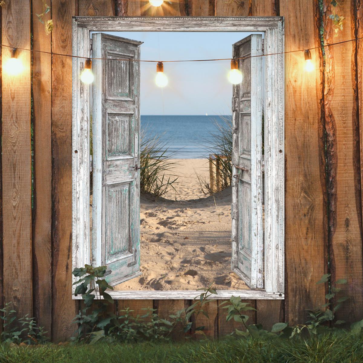 GARTENPOSTER Düne - Strand - Aussicht - Sommer Gartendekoration 120x160 cm - Hellgrau, Kunststoff (120/160/0.2cm) - OnlyWow