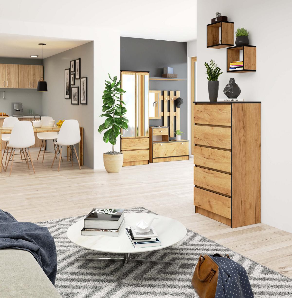 KOMMODE Eiche Craft 121/60/40 - Eiche San Remo, Holzwerkstoff (60/121/40cm) - RAUMHIRSCH FURNITURE