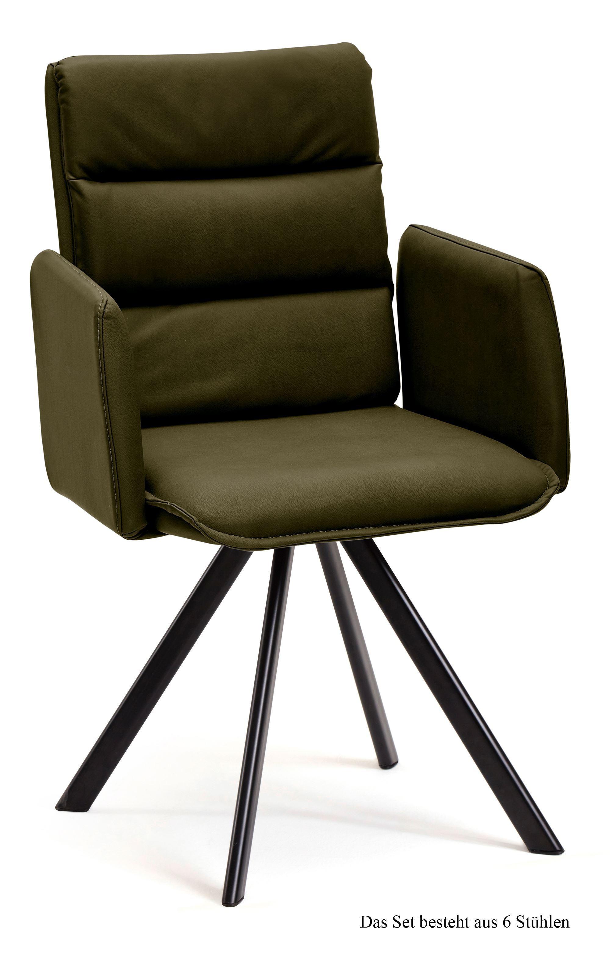 ARMLEHNSTUHL drehbar (6er-Set) Devin 52x92x60 Schwarz/Khaki - Dunkelgrün/Schwarz, Kunststoff (60/92/52cm) - 58aufmkessel