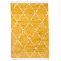 HOCHFLOR LANGFLOR SHAGGY TEPPICH BOHO RAUTEN - Currygelb, Textil (135/190cm) - Pergamon