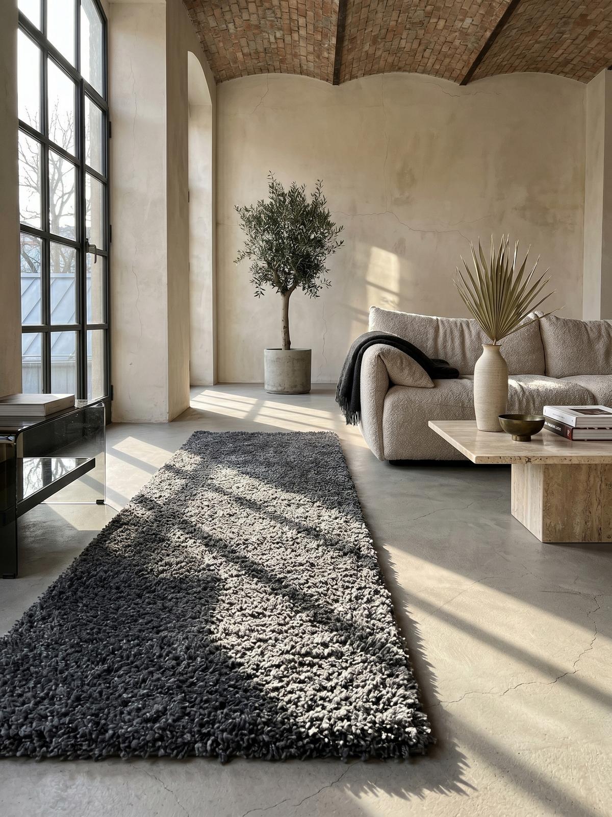 HOCHFLORTEPPICH RHEIN, einfarbig, aus Polypropylen, Grau, 80 x 250 cm - Grau, Textil (250/80cm) - KADIMA DESIGN