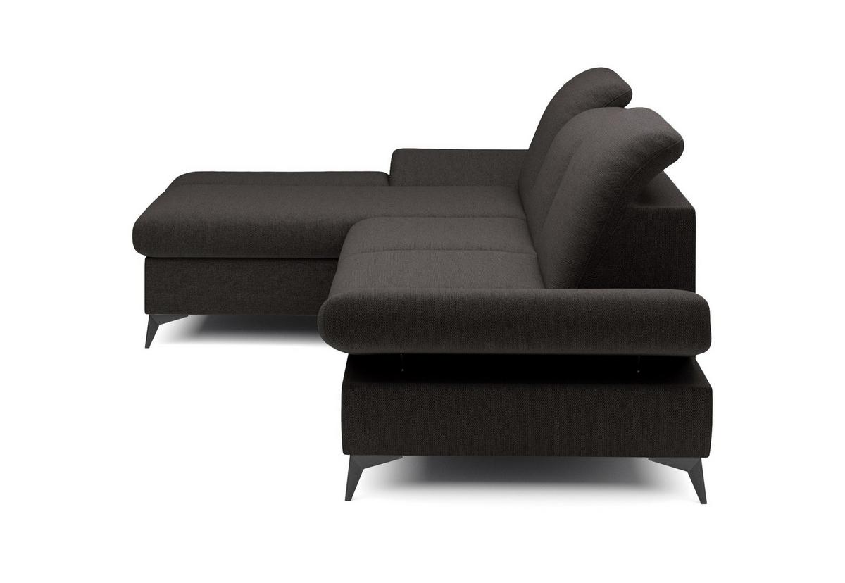 ECKSOFA FELICE L-S Grau Geflochtener Stoff mit Schlaffunktion - Grau, Holz (284/166cm) - MASSENO