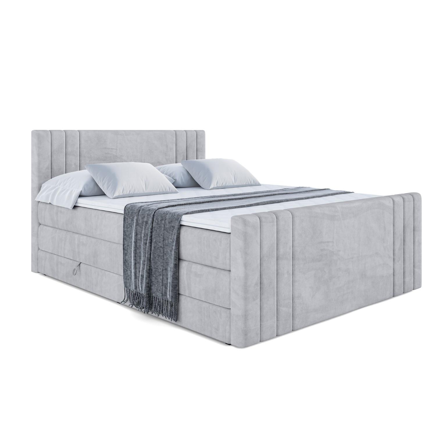 BOXSPRINGBETT IDRIKO-Z KING - 180x200 - H3/H4 - Hellgrau - Hellgrau, Holzwerkstoff (180/200cm) - ALTDECOR