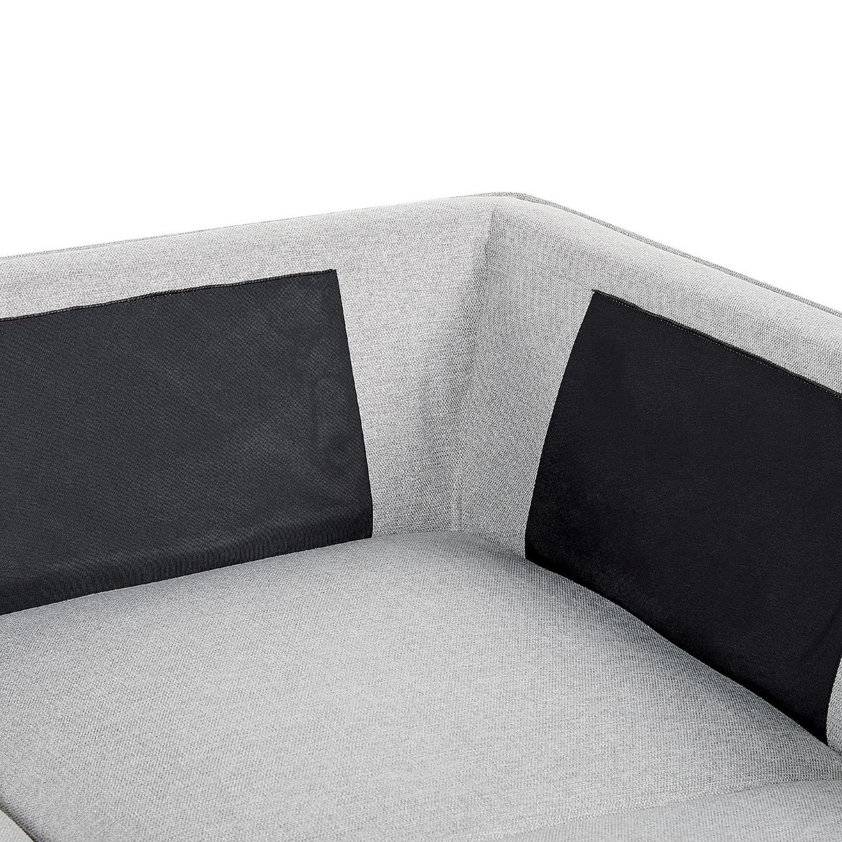 3-SITZER-ECKSOFA Leinen hellgrau rechtsseitig Elga - Schwarz/Grau, Textil (265/220cm) - Beliani