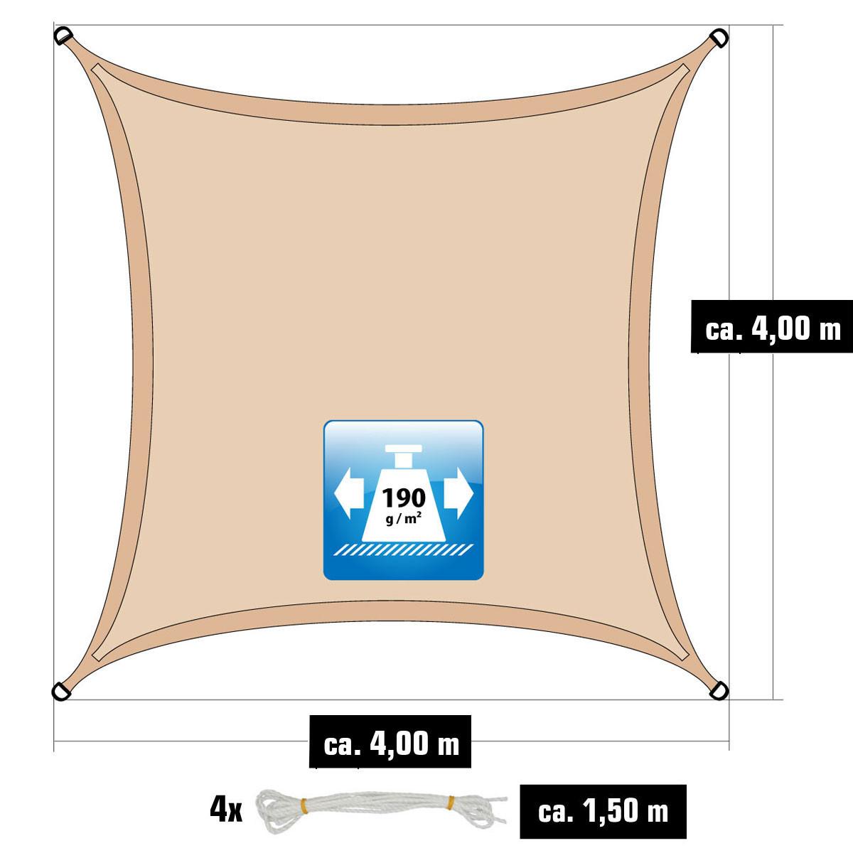 SONNENSEGEL Wasserdicht 400 cm Beige - Beige, Kunststoff (400/400cm) - Amanka