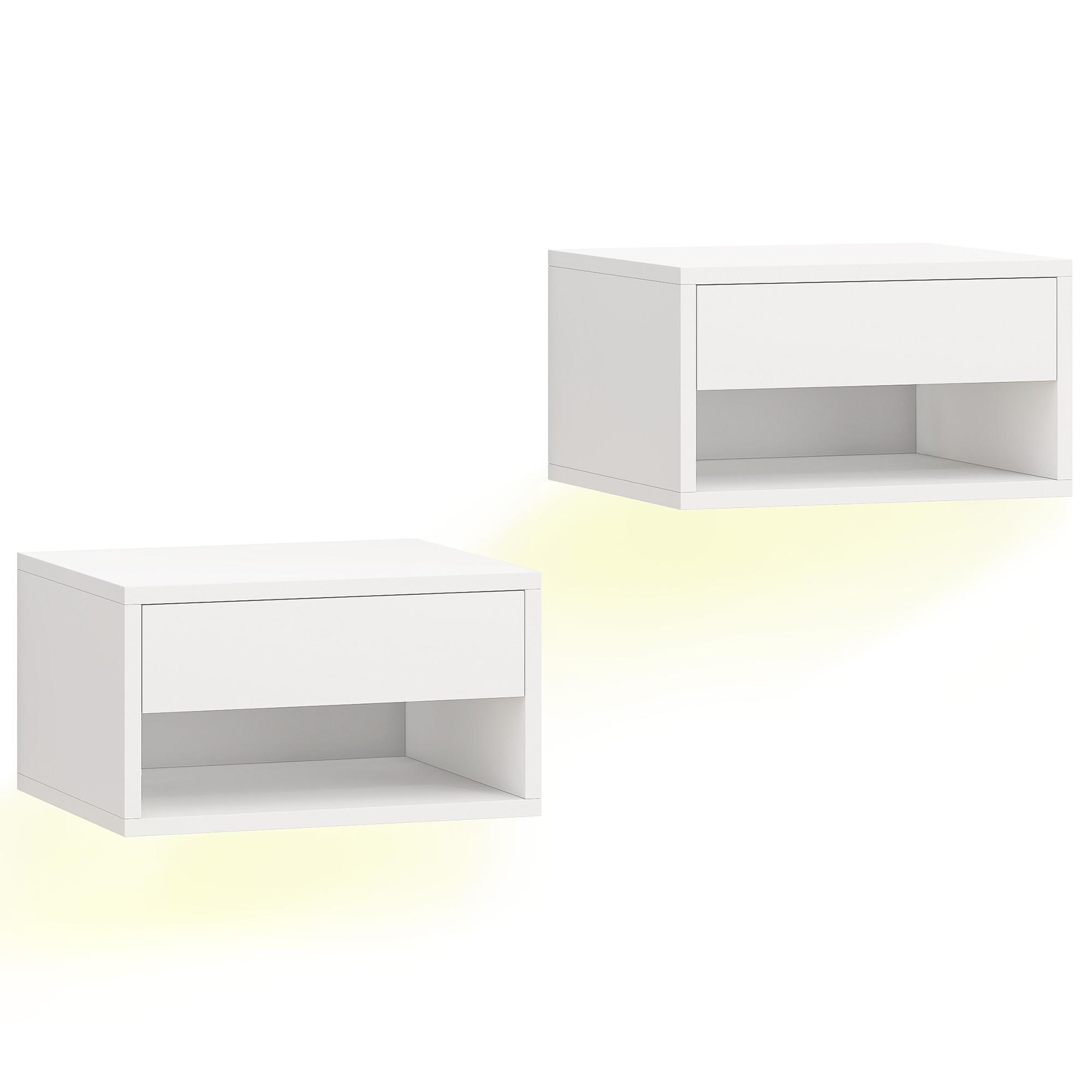 NACHTTISCH 2er Set Spanplatte MDF Weiß - Weiß, Holzwerkstoff (32/21/37cm) - HOMCOM