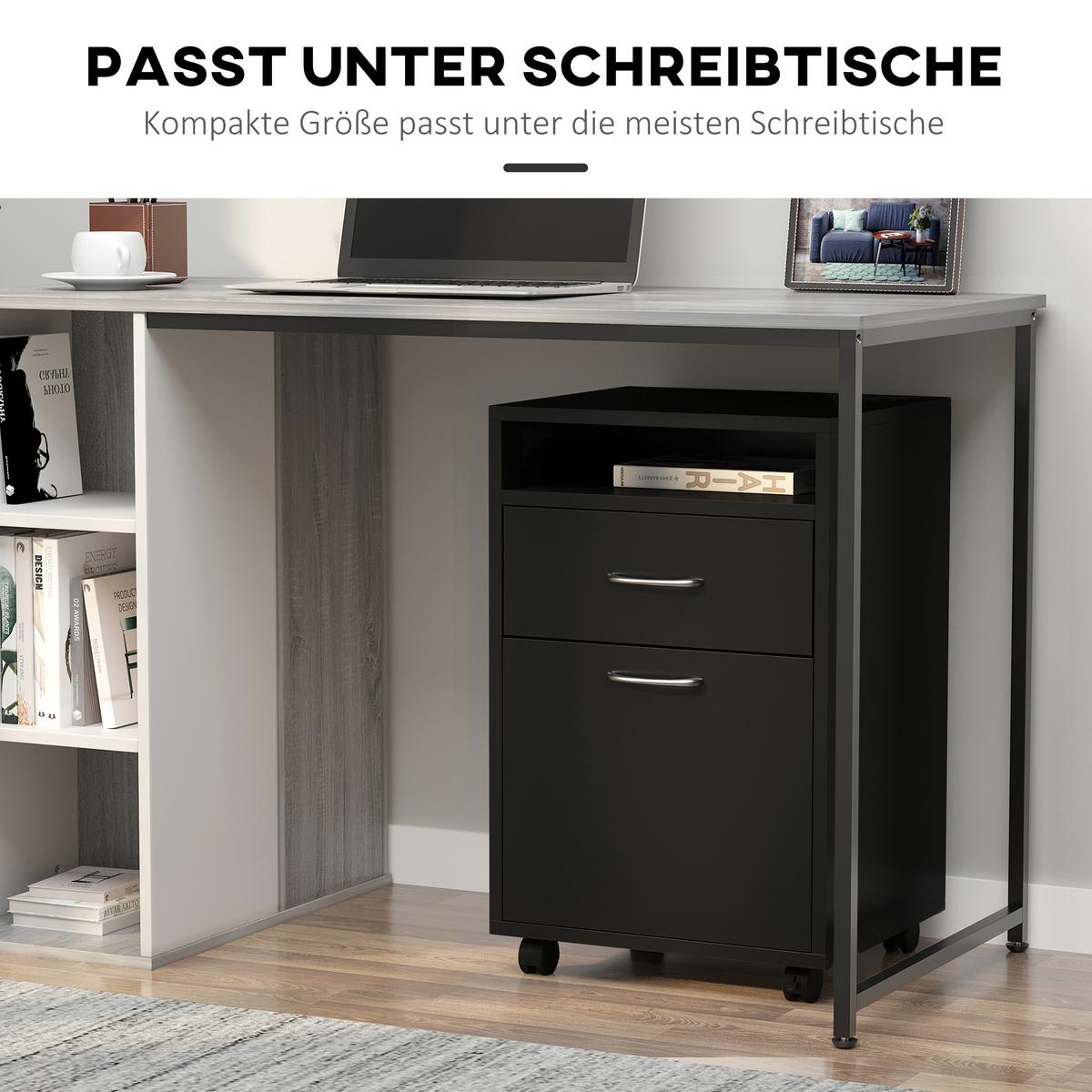 ROLLCONTAINER, Spanplatte, Schwarz, 40 x 35 x 60 cm - Schwarz, Metall (35/60/40cm) - HOMCOM