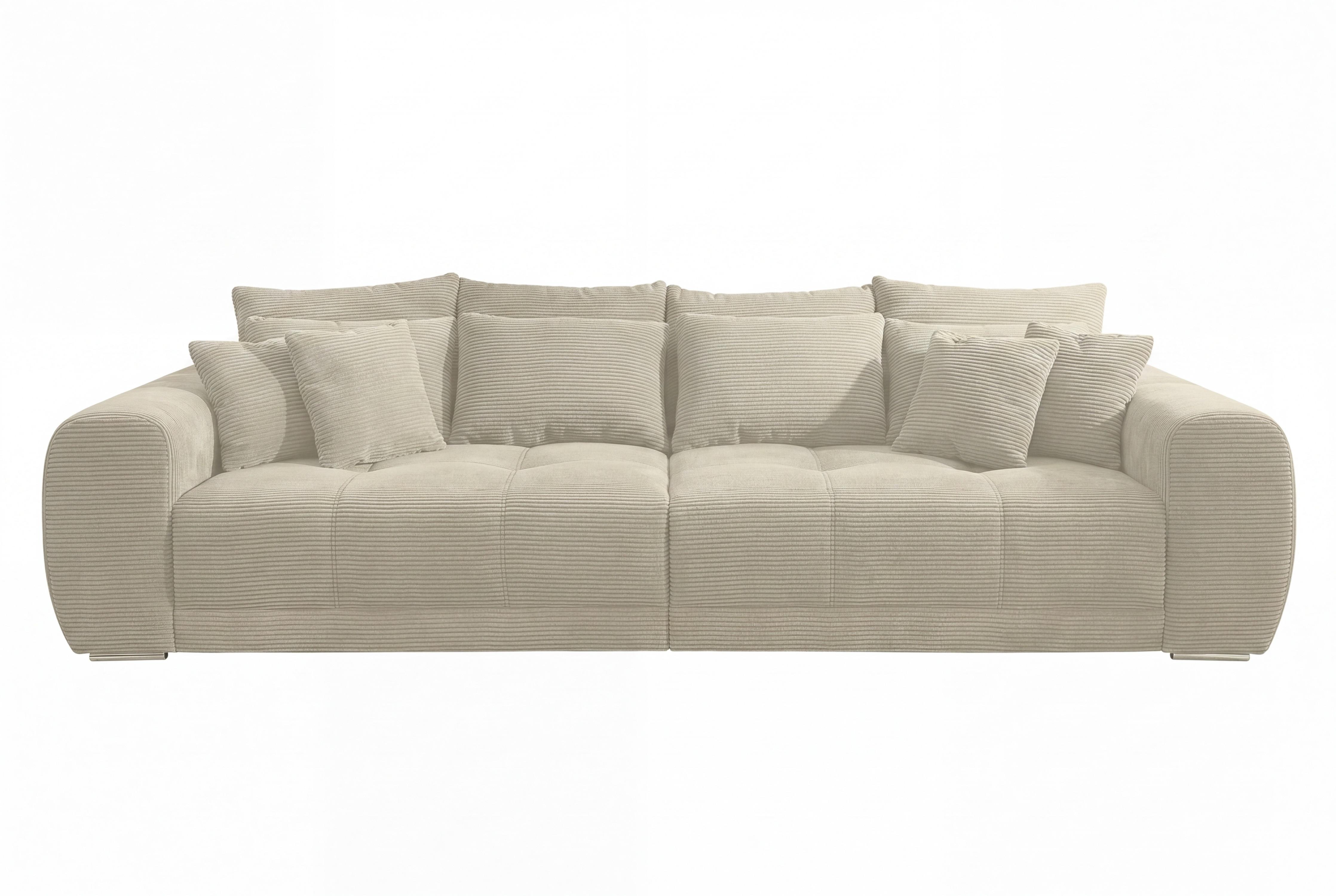 BIG-SOFA Federkern B306/T134/H86 cm, Liegefläche 120x240 cm, Cord Beige Grau / 15173 - Chromfarben/Greige, Textil/Metall (306/86/134cm) - luma-home