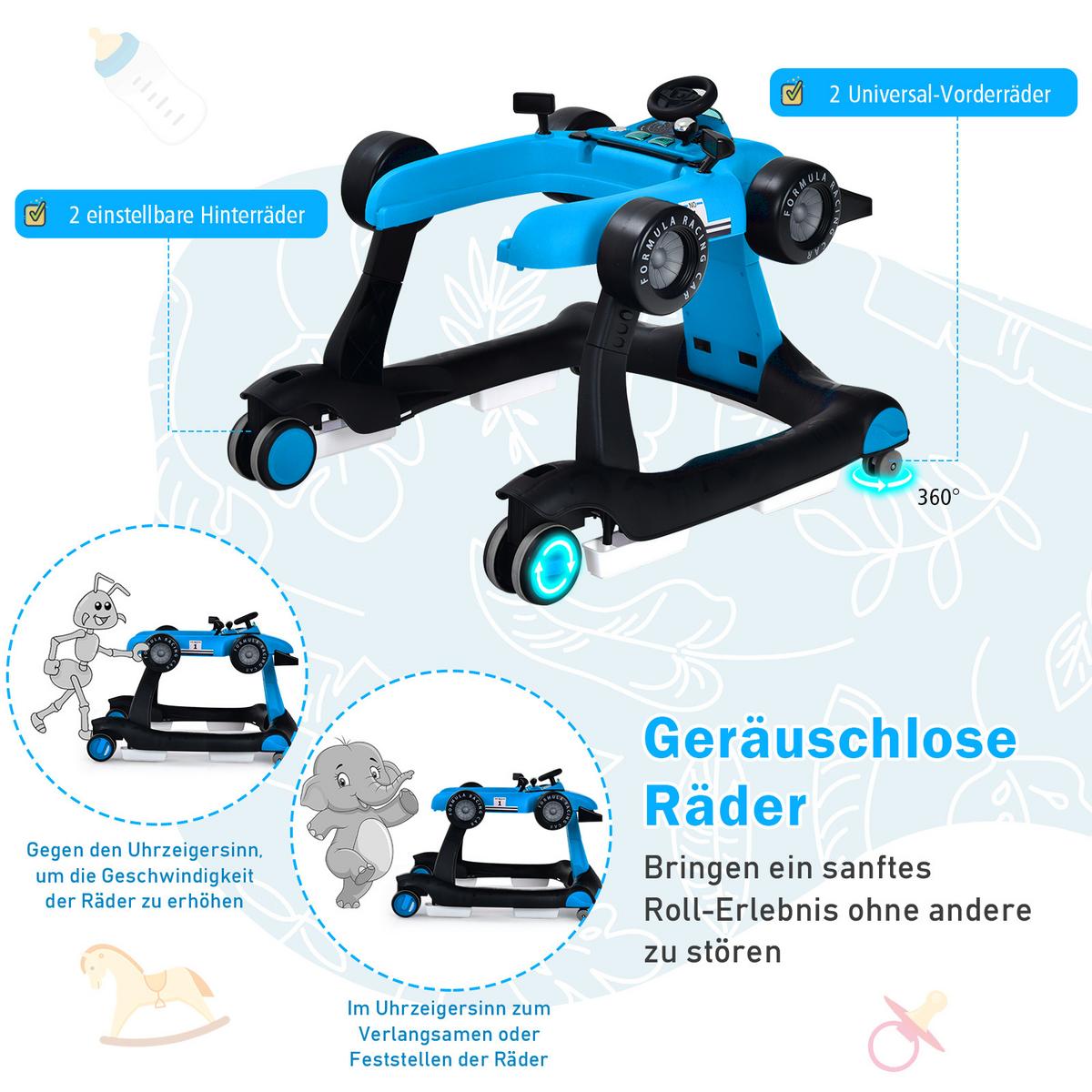 LAUFLERNWAGEN Klappbar Blau - Blau, Kunststoff (76/56/64cm) - COSTWAY