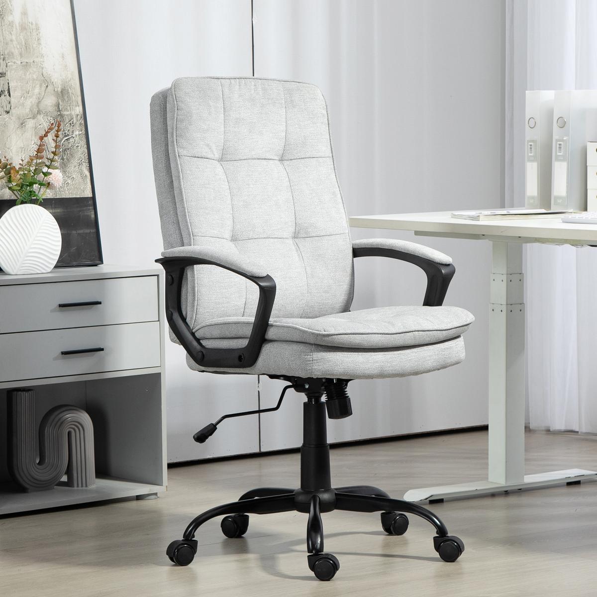 BÜROSTUHL Ergonomischer Schreibtischstuhl mit Wippfunktion Höhenverstellbar Grau - Grau, Textil (63/112/70cm) - HOMCOM
