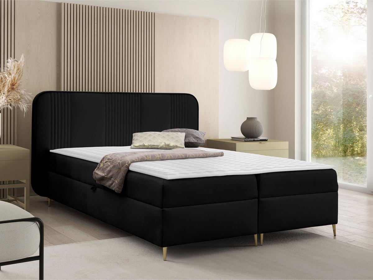 BOXBETT Fandy - H3 - Goldfarben/Schwarz, Holz/Textil (180/200cm) - MIRJAN24