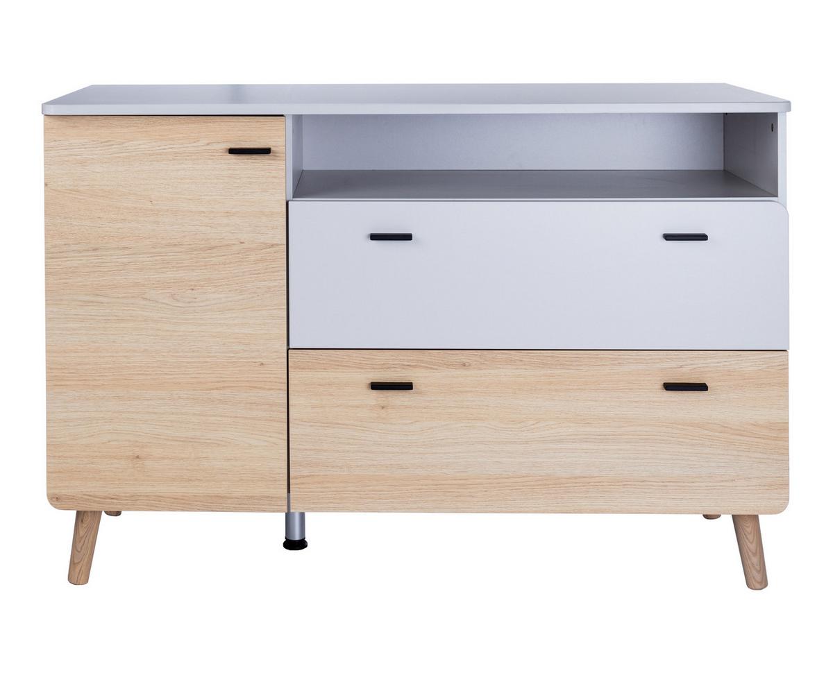 WICKELKOMMODE Lovis XL - Eichefarben/Hellgrau, Holz/Holzwerkstoff (132/96/79cm) - arthur berndt