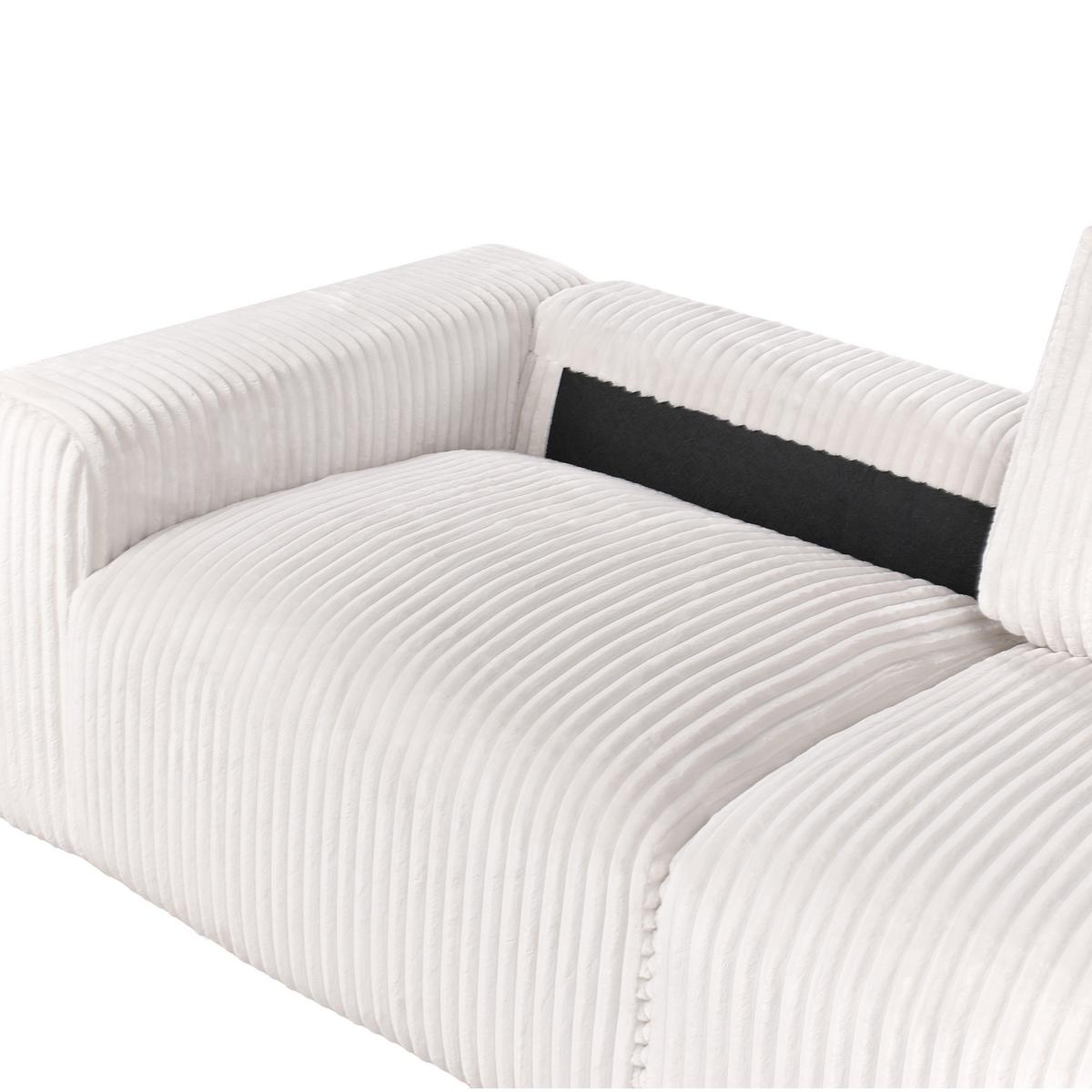 3-SITZER-SOFA Cord Cremeweiß Sandora - Creme, Textil (216/87/98cm) - Beliani