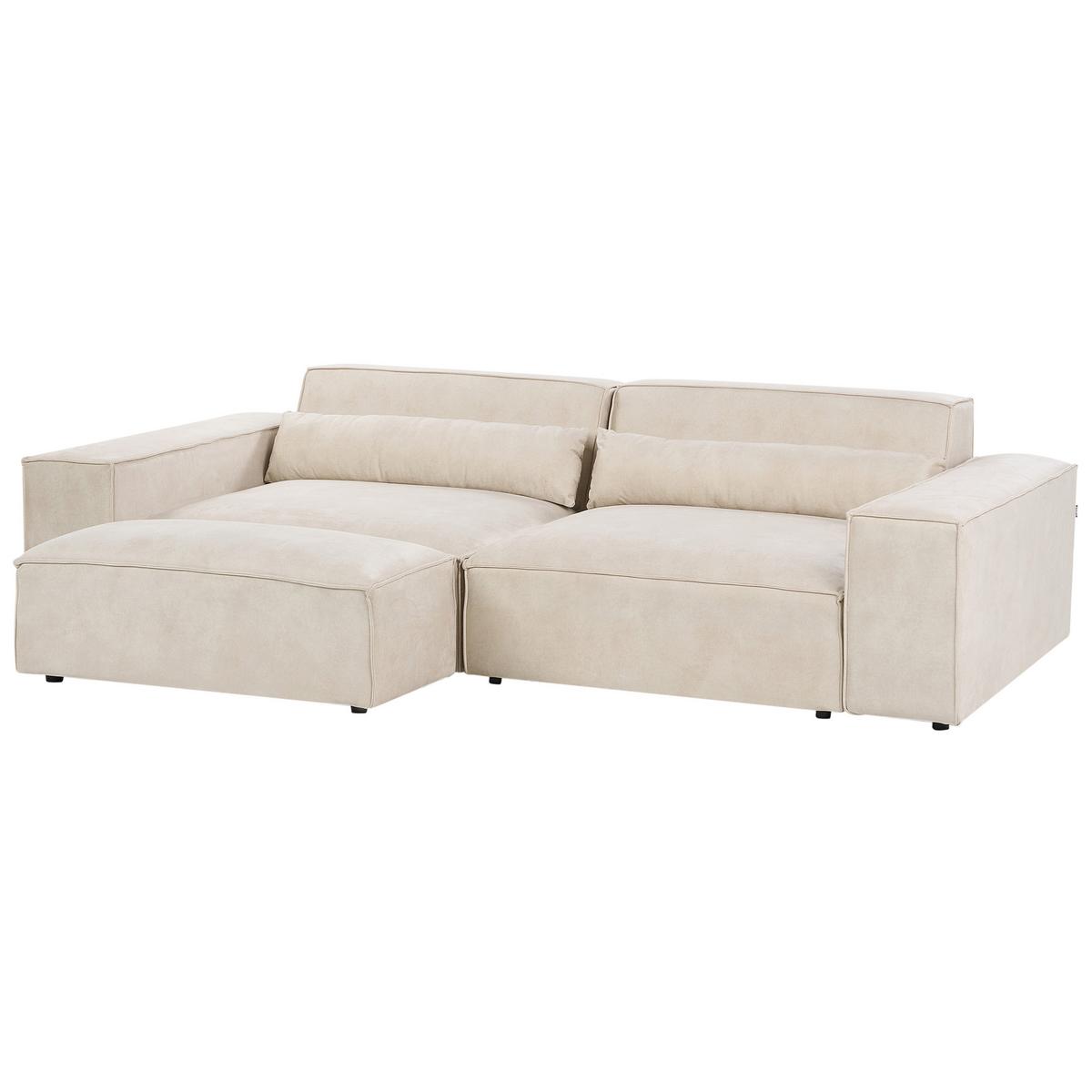 2-SITZER-SOFA Samtstoff hellbeige mit Ottomane Hellnar - Beige, Textil (262/70/126cm) - Beliani