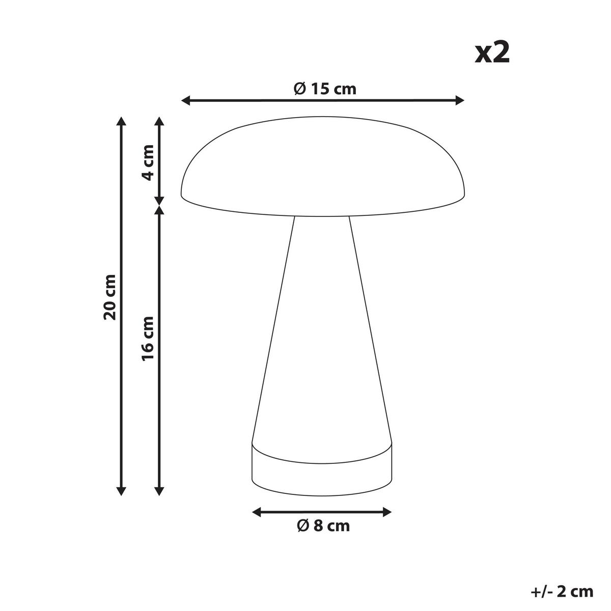 KABELLOSE LED Tischlampe 2er Set mit Dimmer Metall Silber Kulfo - Silberfarben, Metall (15/15/20cm) - Beliani