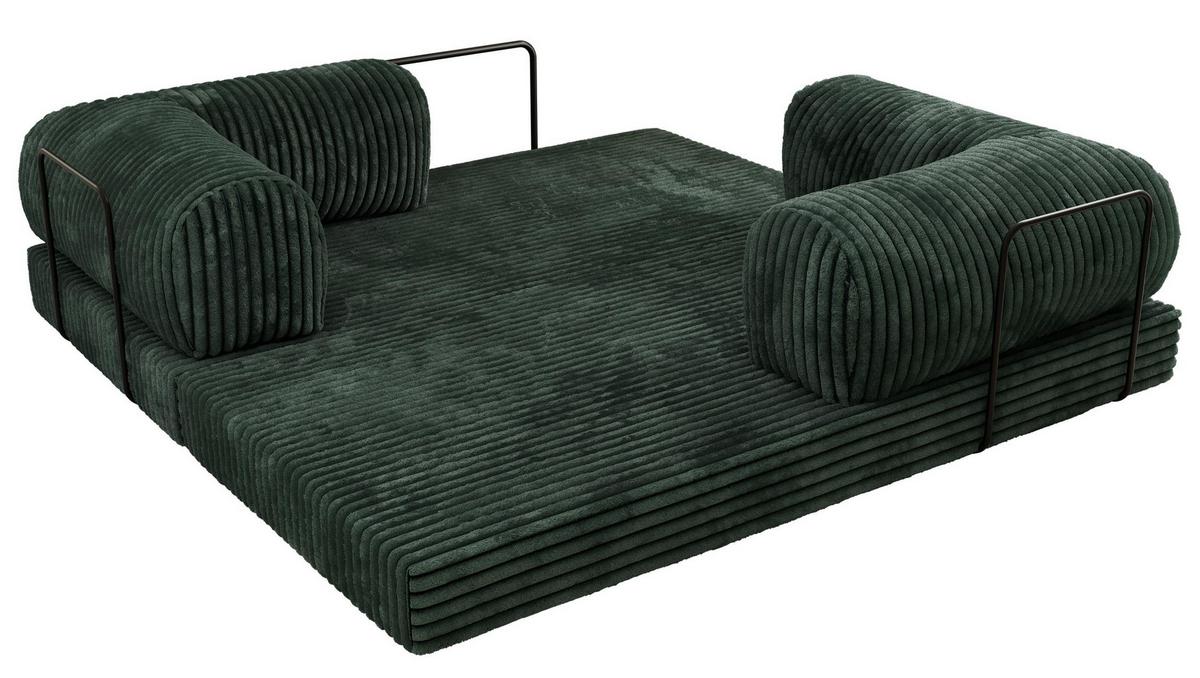 3-SITZER SOFA ORSETTO - Dunkelgrün Cord - Dunkelgrün/Schwarz, Textil/Metall (200/70/100cm) - MKS